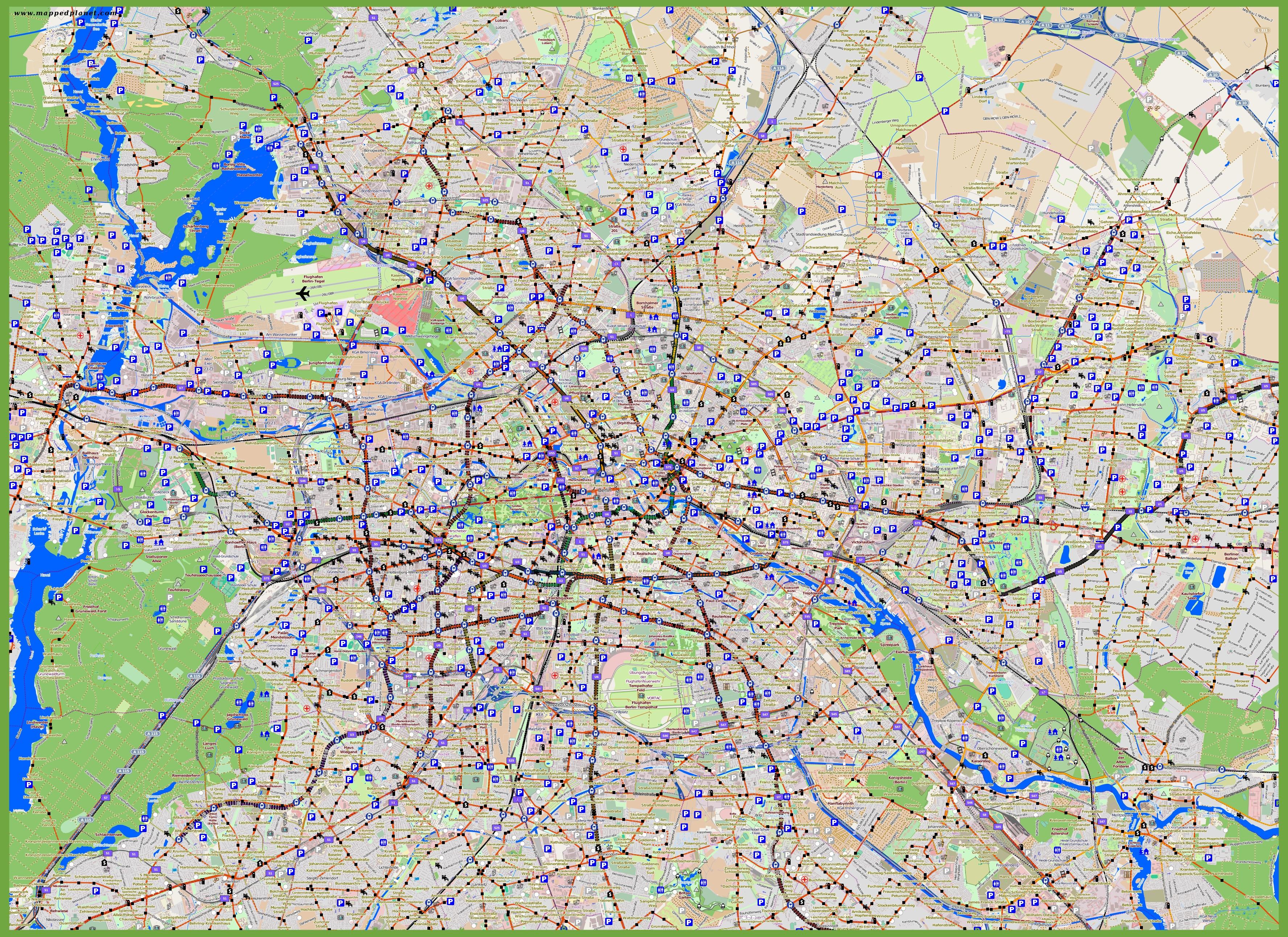Berlin Parken Map Berlin Parkzonen Karte Deutschland