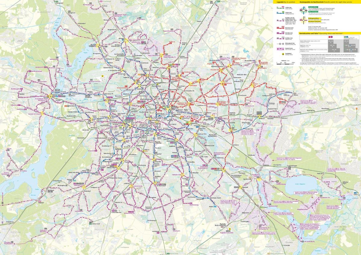 Berlin Nacht-bus-Karte - Karte von berlin mit dem Nachtbus (Deutschland)