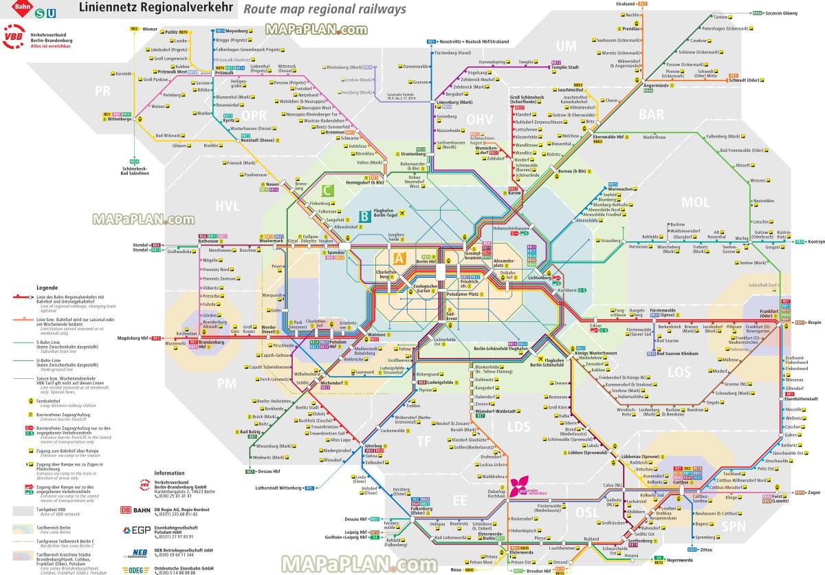Karte von berlin mit der Regionalbahn 