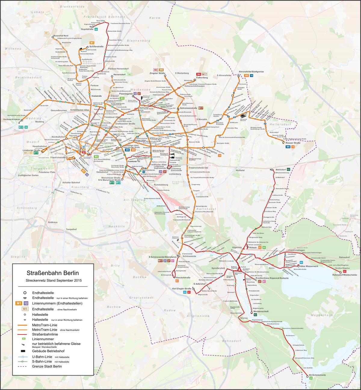 Straßenbahn-Stadtplan von berlin